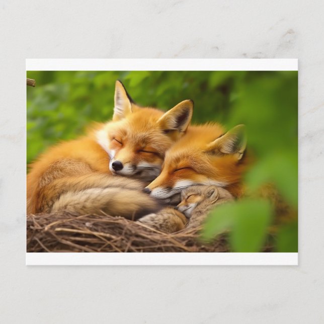 Postal Familia Fox en el salvaje (Anverso)