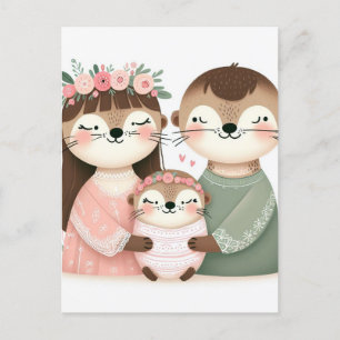 Postal Familia Funny Cute Personalizado Otter