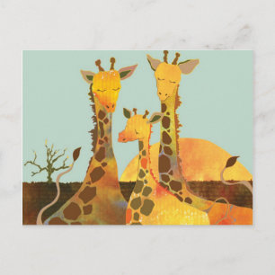 Postal Familia Giraffe en África