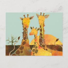 Postal Familia Giraffe en África