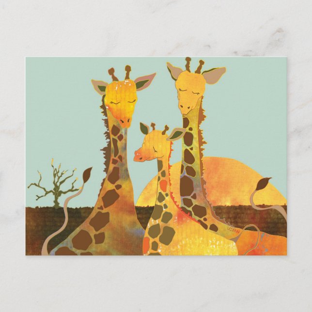 Postal Familia Giraffe en África (Anverso)
