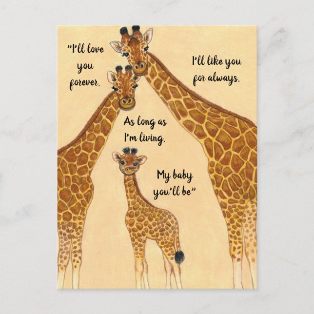 Postal Familia Giraffe - Te amo para siempre (Anverso)