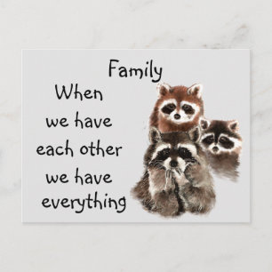 Postal Familia inspiradora Cita divertido Raccoon Animale