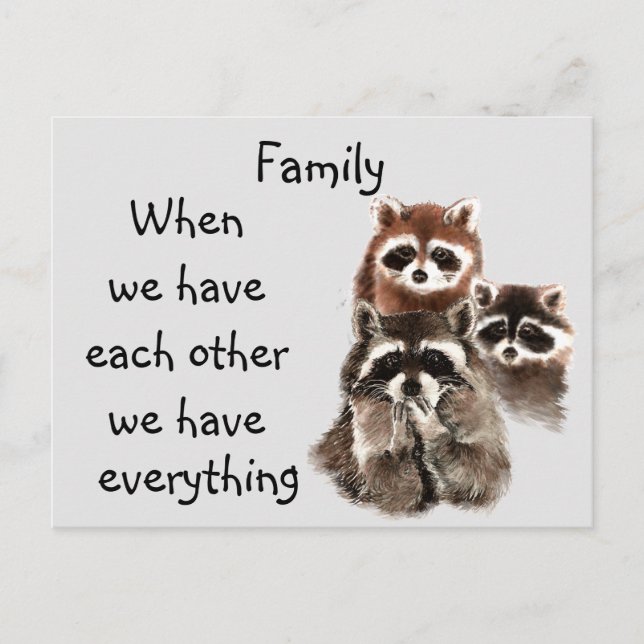 Postal Familia inspiradora Cita divertido Raccoon Animale (Anverso)