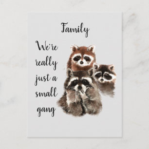 Postal Familia inspiradora Cita divertido Raccoon Animale