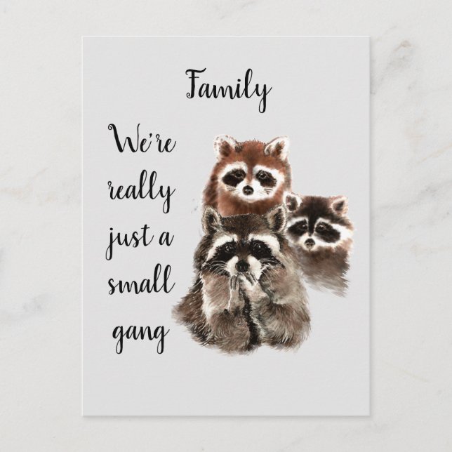 Postal Familia inspiradora Cita divertido Raccoon Animale (Anverso)