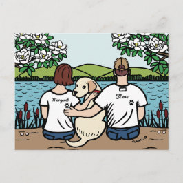 Postal Familia Labrador Amarillo Personalizada Brown S