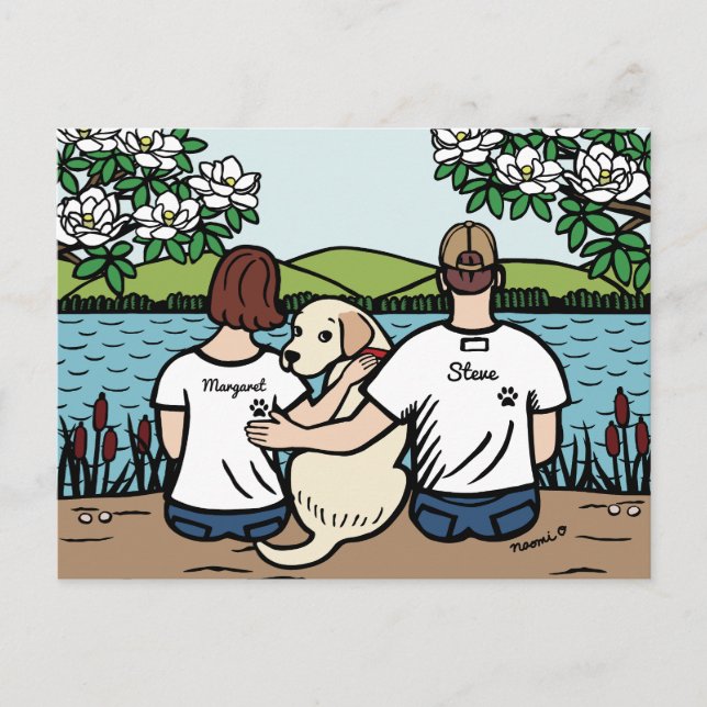 Postal Familia Labrador Amarillo Personalizada Brown S (Anverso)