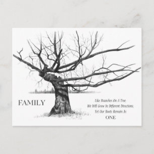 Postal FAMILIA: Lápiz de arte: Árbol viejo gnarly: Víncul