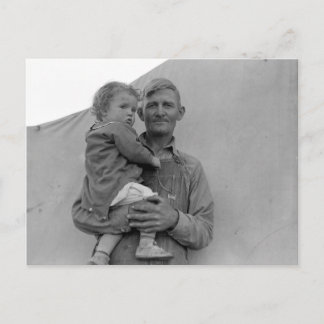 Postal Familia Migrante Durante La Cosecha De Pea - 1939