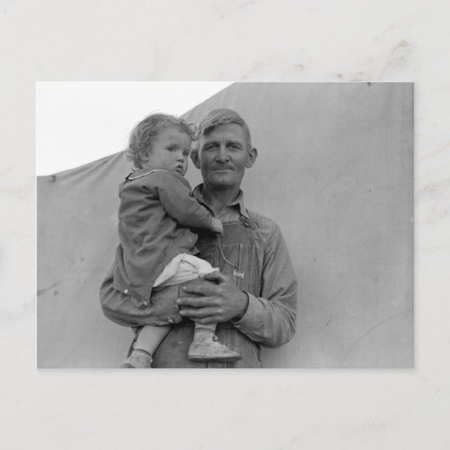 Postal Familia Migrante Durante La Cosecha De Pea - 1939 (Anverso)