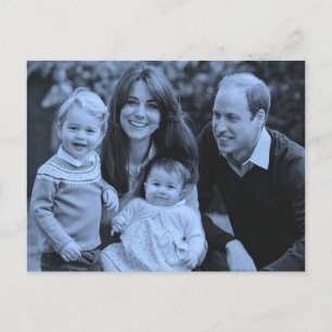 Postal Familia Prince William Dec 2015 Monocromo azul