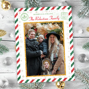 Postal Familia Purpurina Vintage Fotos Navidades de Airma