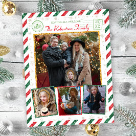 Postal Familia Purpurina Vintage Fotos Navidades de Airma