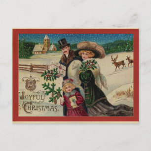 Postal Familia Victoriana de Navidad