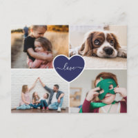 Familiar Colgante Corazón Azul Personalizado de Fo