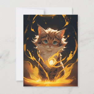 Postal Familiar de incendio de gato de tigre místico