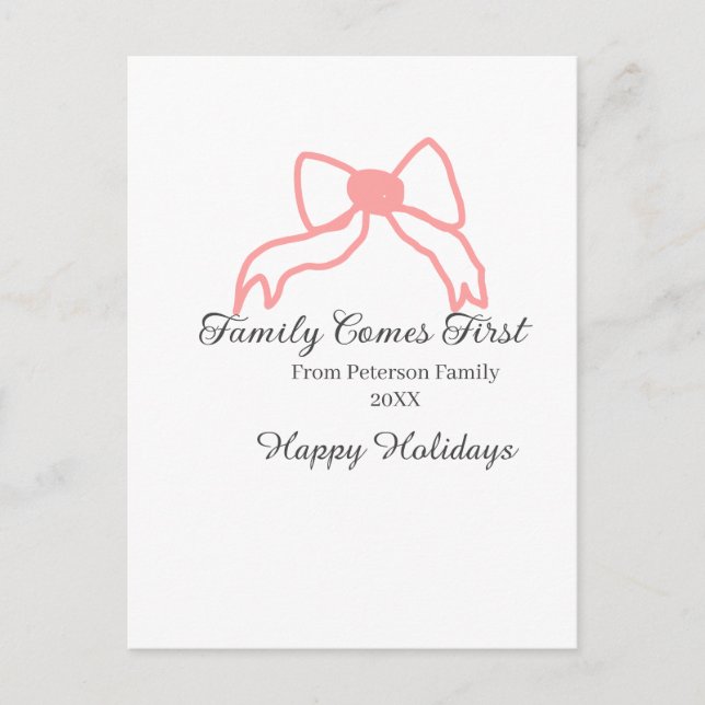 Postal Family comes first red bow family name holidays (Anverso)