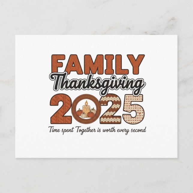 Postal Family Thanksgiving 2025 Postcard | Cozy Candle  (Anverso)