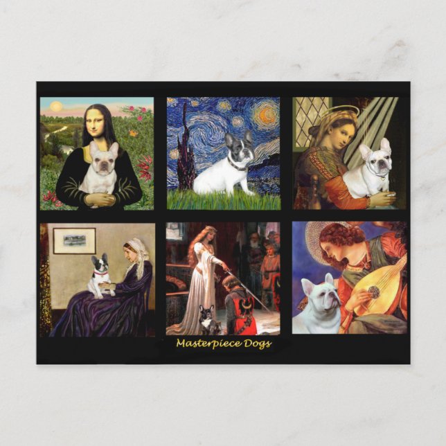 Postal Famoso arte francés compuesto de perros toros (Anverso)