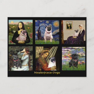 Postal Famoso Compuesto de Pug de Arte #1