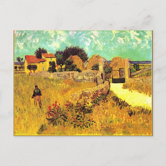 Postal Famoso cuadro de Van Gogh, casa de campo en la Pro (Anverso)