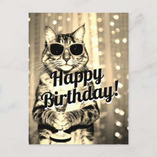 Postal Famoso cumpleaños del gato tostado