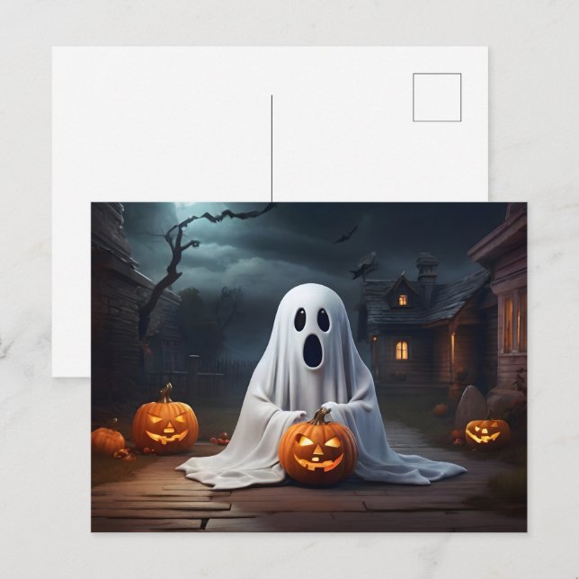 Postal Famoso fantasma de Halloween (Anverso / Reverso)