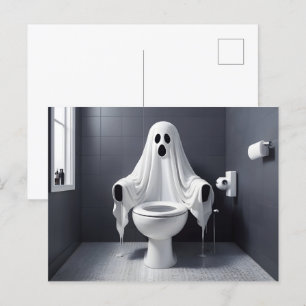 Postal Famoso fantasma de Halloween en el baño