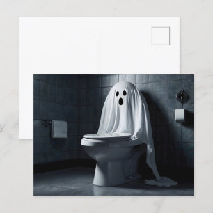 Postal Famoso fantasma de Halloween en el baño