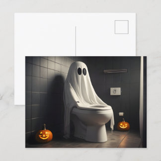 Postal Famoso fantasma de Halloween en el baño