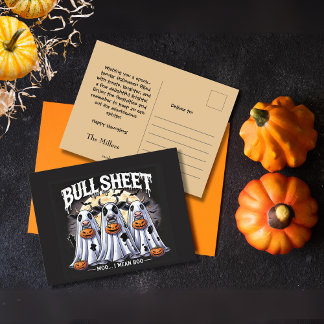 Postal Famoso fantasma de la Hoja de Toros de Halloween