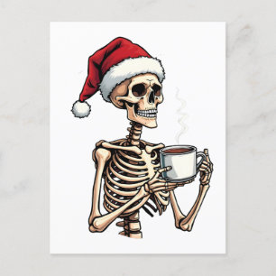 Postal Famoso Halloween bebiendo café Navidades Santa