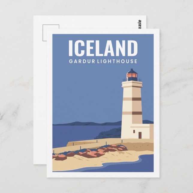Postal Famoso Ilustracion del lugar de viaje de Islandia (Anverso / Reverso)