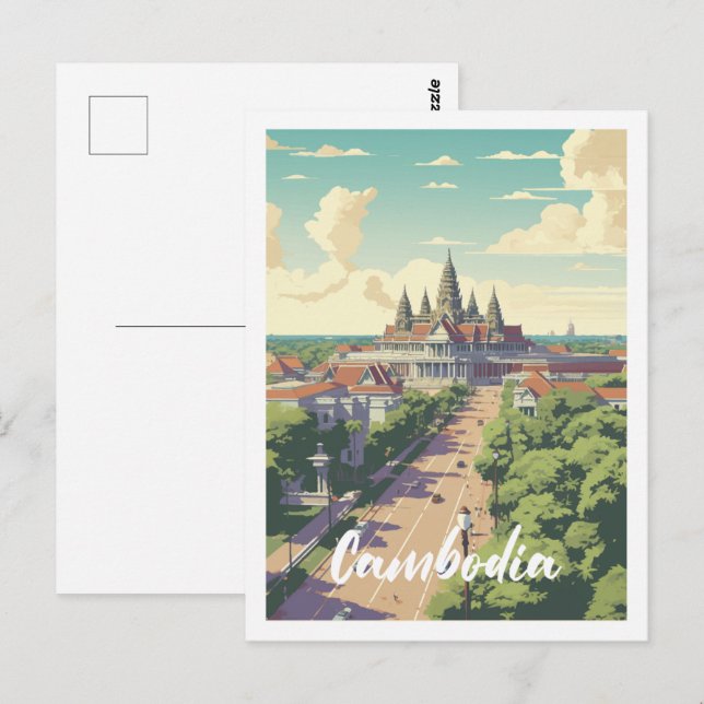 Postal Famoso lugar de viaje de Camboya (Anverso / Reverso)