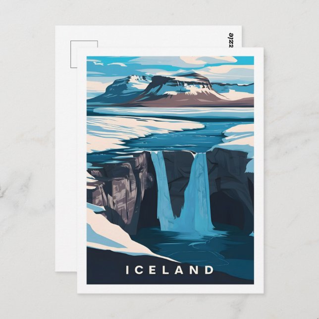 Postal Famoso lugar de viaje de Islandia (Anverso / Reverso)