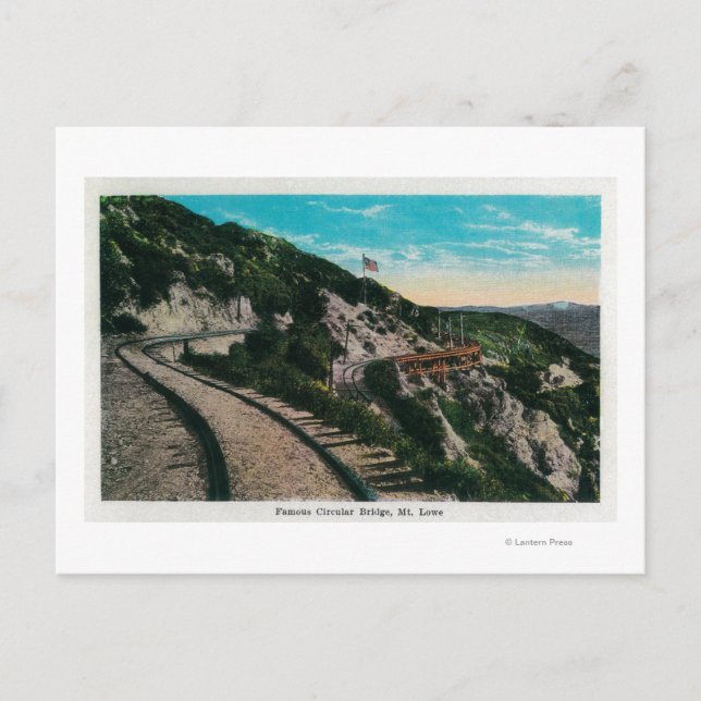Postal Famoso puente circular, Monte LoweMt. Lowe, CA (Anverso)