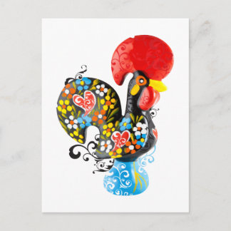 Postal Famoso Rooster de Barcelos Nr 06 - Edición floral