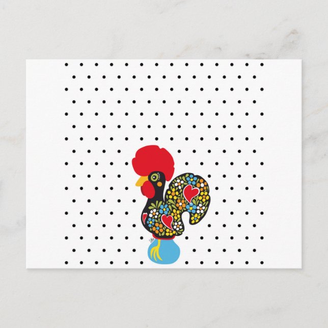 Postal Famoso Rooster de Barcelos Nr 06 - Puntos Polka (Anverso)