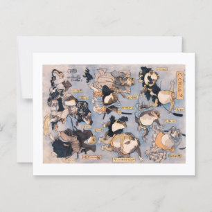 Postal Famosos héroes del escenario Kabuki interpretados 