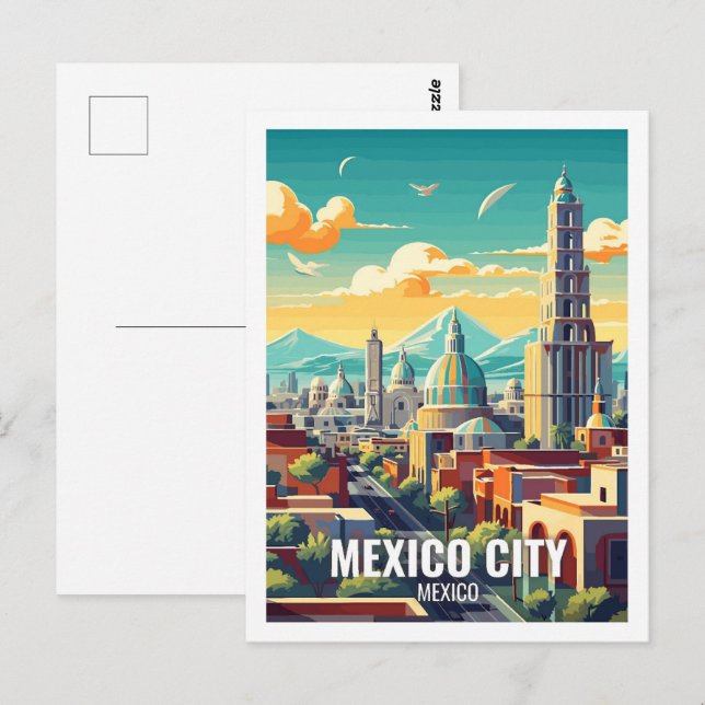 Postal Famosos lugares de viaje de la Ciudad de México (Anverso / Reverso)