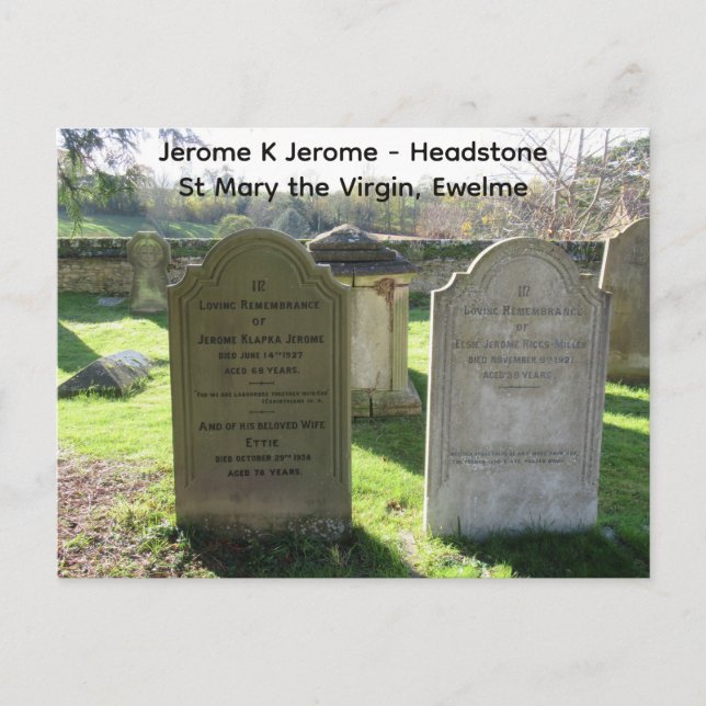 Postal Famous Authors Jerome K Jerome Headstone,  (Anverso)