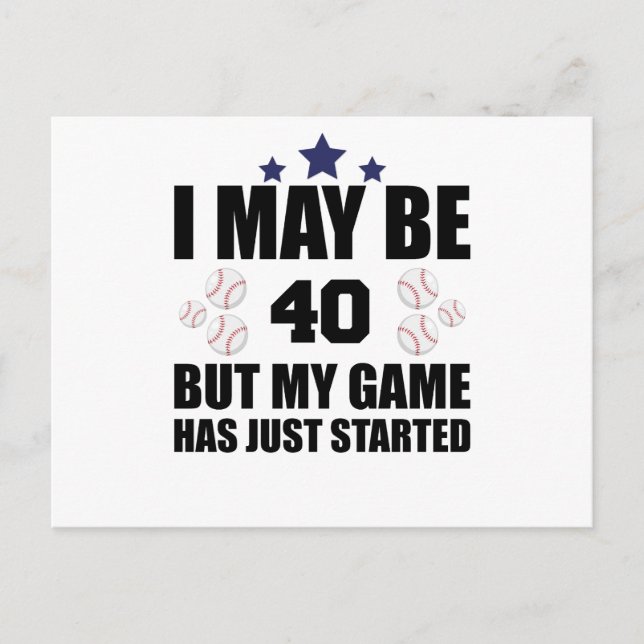 Postal Fan de béisbol de 40 años de 40 años de edad (Anverso)