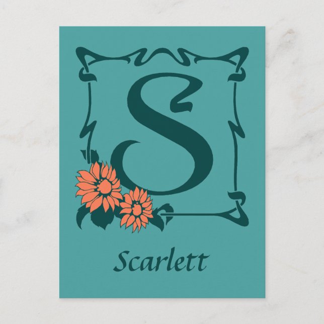 Postal Fancy art nouveau letter S (Anverso)