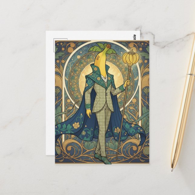 Postal Fancy Banana in a Checkered Suit (Anverso/Reverso In Situ)