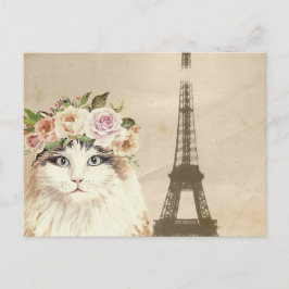 Postal Fancy Cat & Eiffel Tower