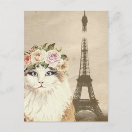 Postal Fancy Cat & Eiffel Tower