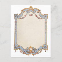 Fancy French Vintage Frame Blue Gold Scroll Rosa