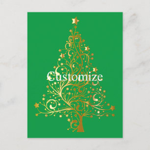 Postal Fancy Gold Christmas Tree Thunder_Cove
