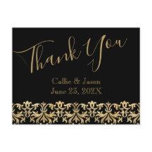 Fancy Gold Lettering on Black Gracias Card